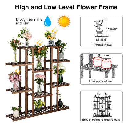 ALICIAN 6-tier 11-base Multi-functional Wood Plant Stand Plant Organizing Rack