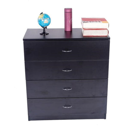 AMYOVE 4-Drawer Wooden Dresser Storage Cabinets with Handles Black