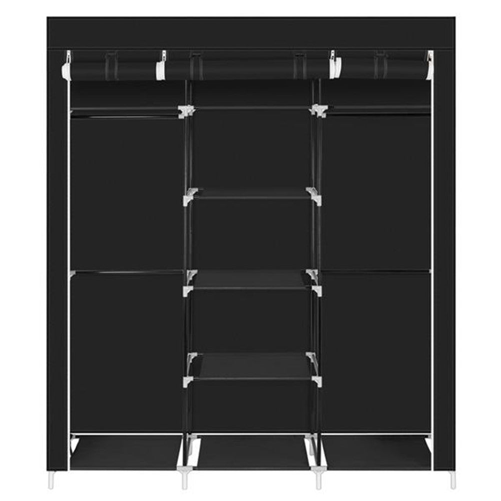 RONSHIN 150*45*175 Portable Clothes Closet Wardrobe Clothes Storage Organizer Black