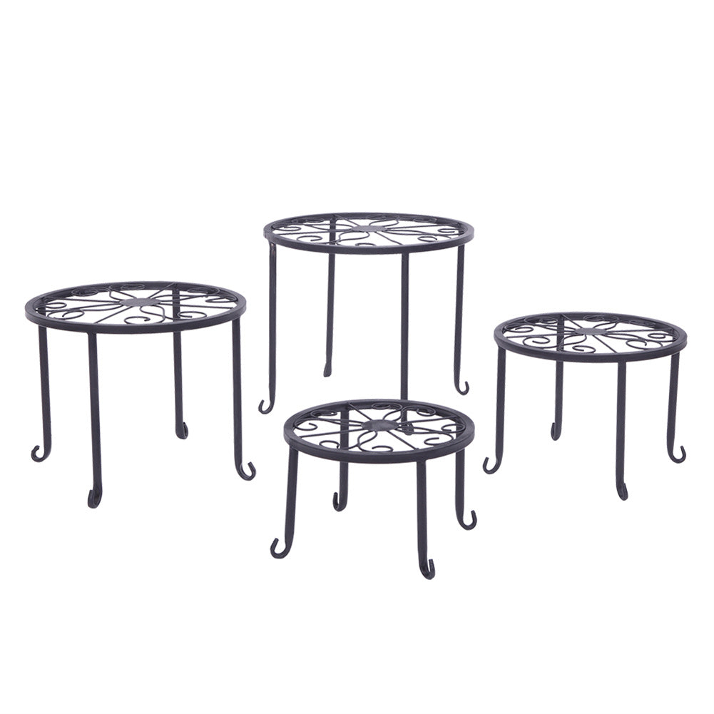 ALICIAN 4pcs Plant Stands Indoor Outdoor Strong Plant Shelves Black