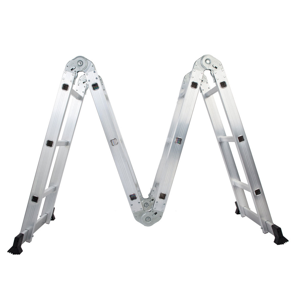 RONSHIN 4x3 12-Step Joints Aluminum Folding Ladder Ultra-Light Wear-Resistant Space-Saving