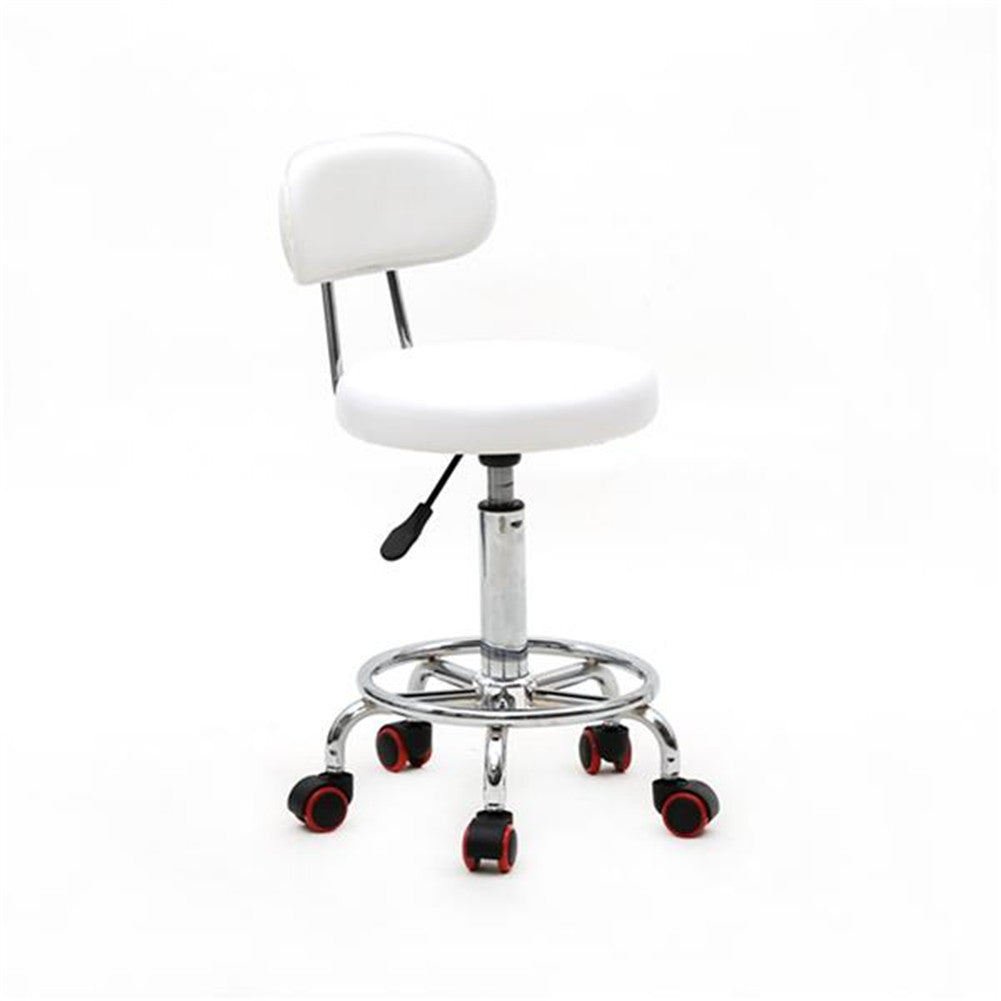 ALICIAN Salon Stool Leather Sponge Adjustable Spa Bar Stool White