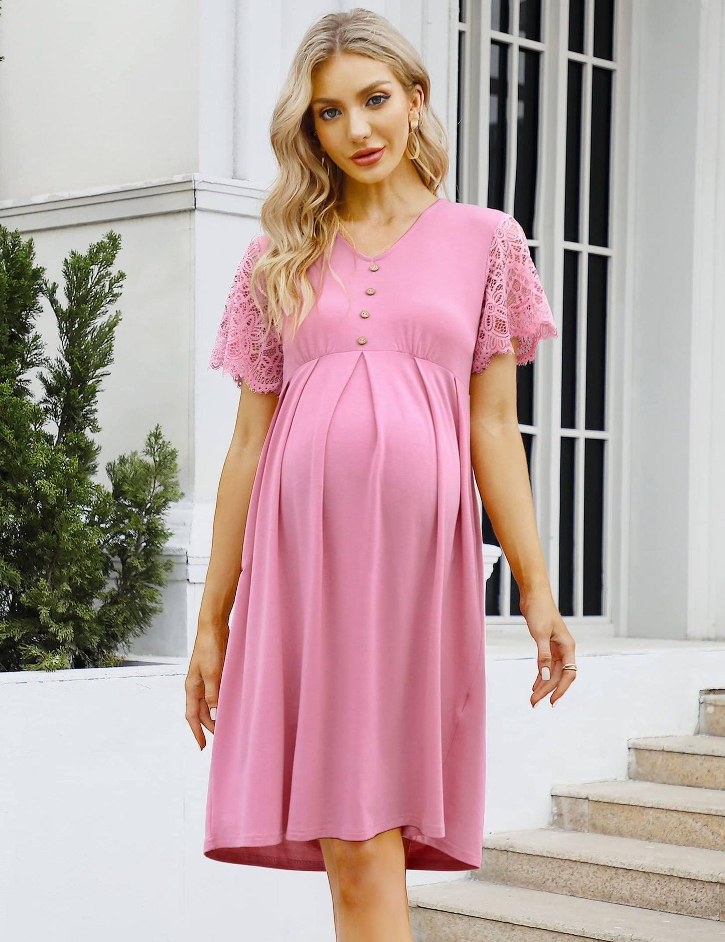 Maternity Dress Women's Off Shoulder Casual Midi Dress