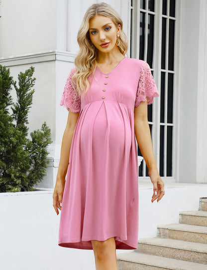 Maternity Dress Women's Off Shoulder Casual Midi Dress