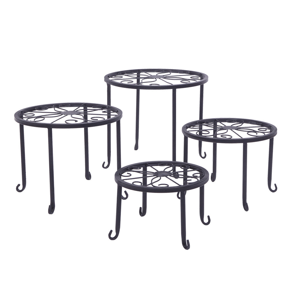 ALICIAN 4pcs Plant Stands Indoor Outdoor Strong Plant Shelves Black