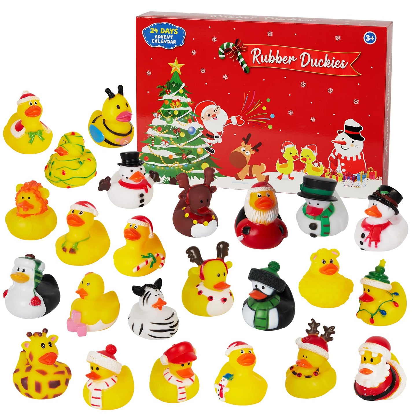 Christmas Advent Calendar 2023 for Kids拢卢Christmas 24 Days Countdown Advent Calendar with 24 Rubber Ducks for Boys拢卢Girls,Christmas Gift