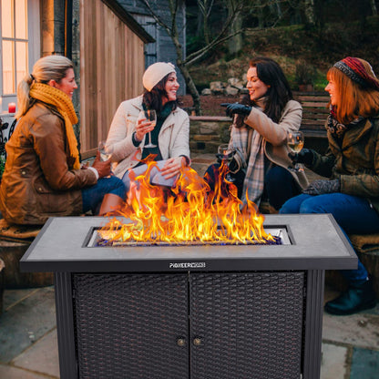 GARVEE PIONEERWORKS 44 Inch Propane Fire Pit Table 50000BTU Rectangle Table with Double-Sided Cover