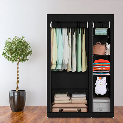 RONSHIN Portable Closet Storage Organizer Clothes Wardrobe 5-layers 6-compartments Black