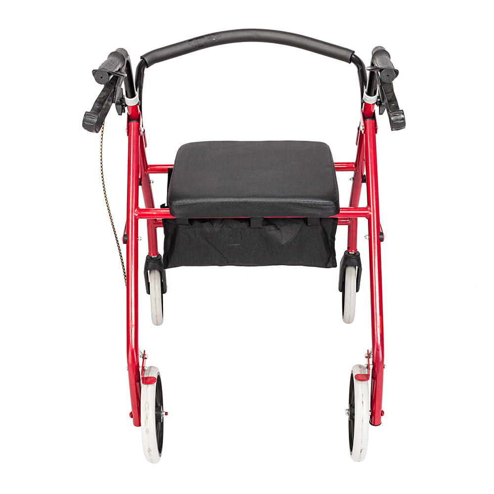 DSSTYLES Basket Walker Chair Wheel Rollator Walker Removable Back Support Red