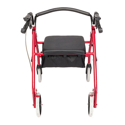 DSSTYLES Basket Walker Chair Wheel Rollator Walker Removable Back Support Red