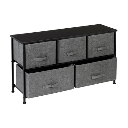 AMYOVE 2-layer Dresser 5-Drawer Storage Rack Household Organizer Furniture Dark Grey