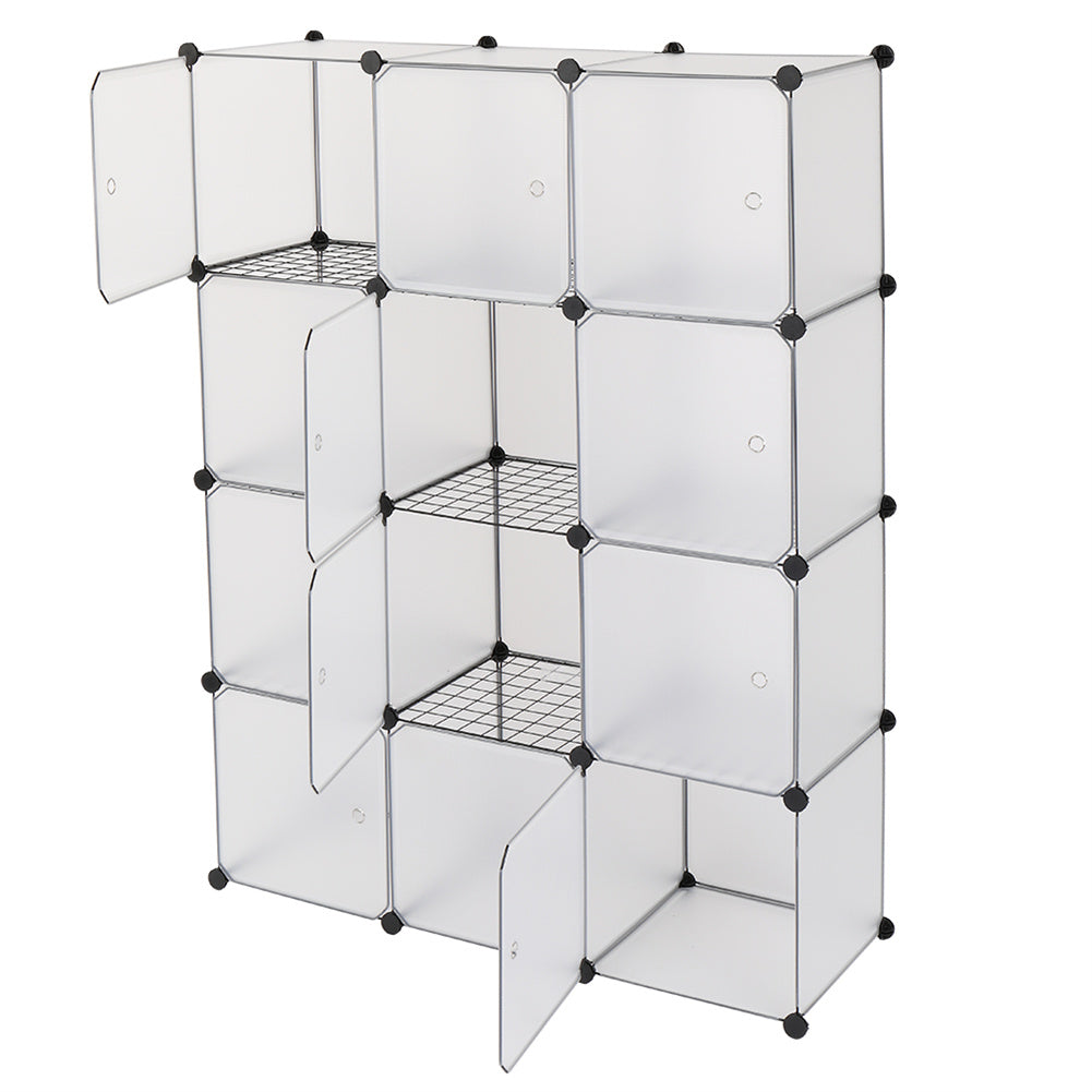 RONSHIN Storage Shelf 4 Layers 12-Cube 35x35x35 Cube Storage Cabinet with Door