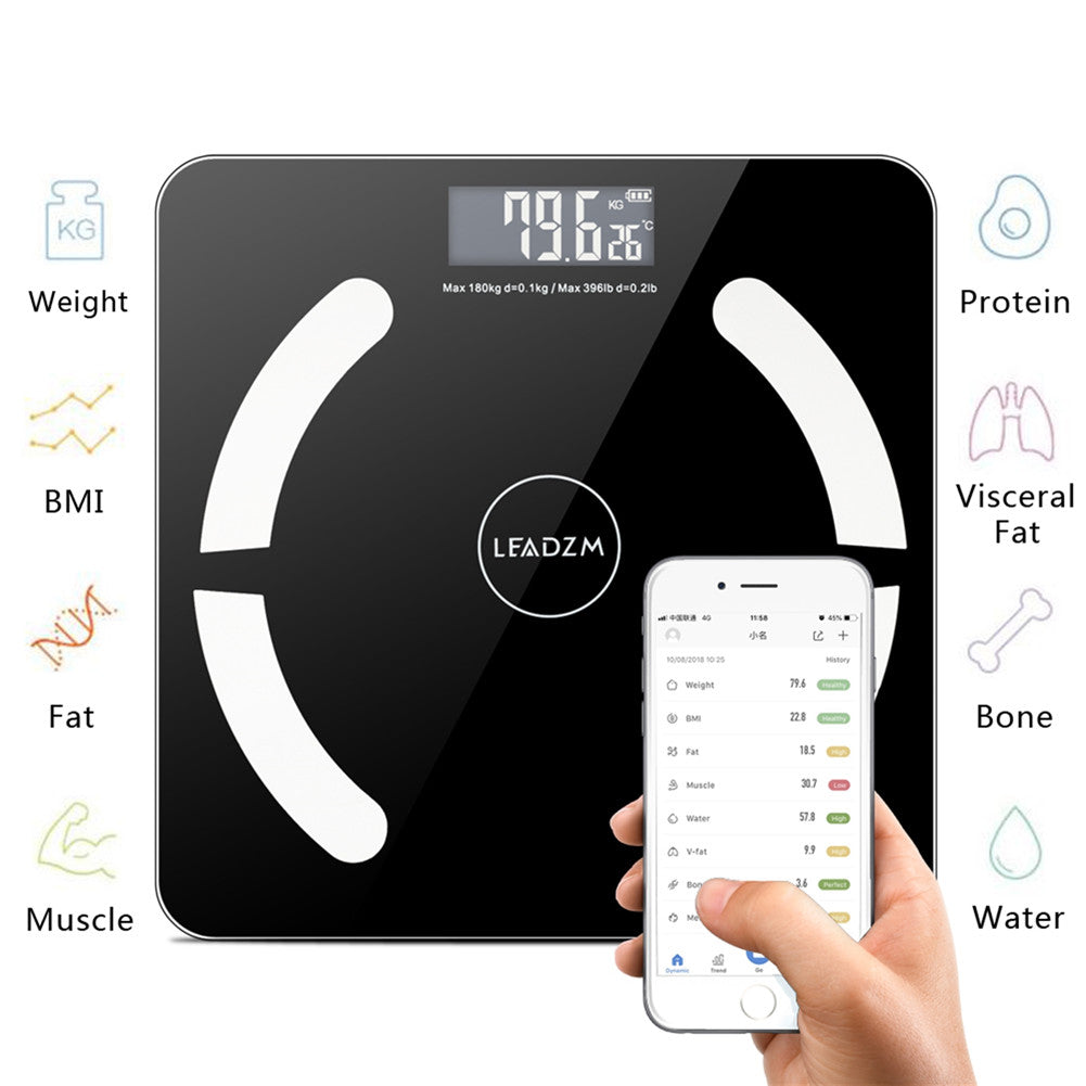 DSSTYLES Body Fat Scale Bluetooth 180kg Capacity Black