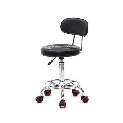 ALICIAN Rolling Swivel PU Leather Salon Stool Office Chair with Back Support Black