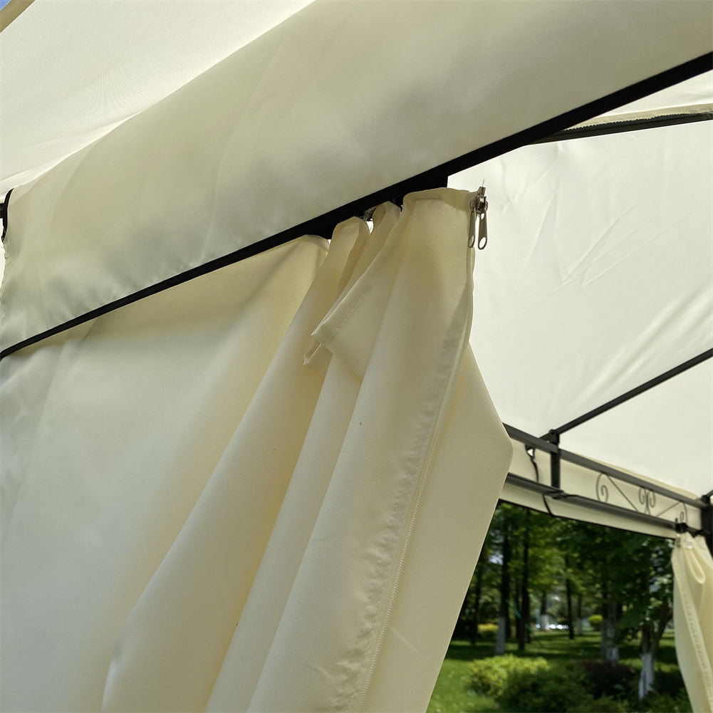 THBOXES 10x10ft Outdoor Tent with 4 Sided Curtains Double Top Waterproof Beige