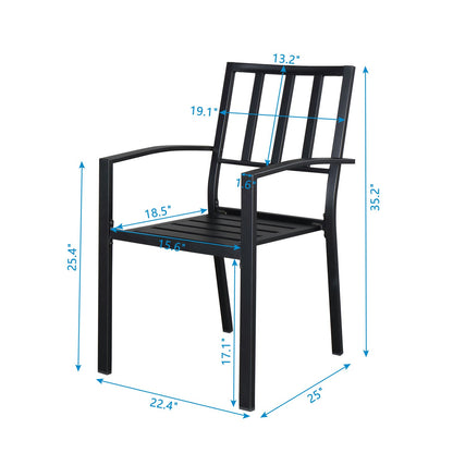 ALICIAN 2PCS Vertical Grid Iron Dining Chair with Arms Backrest