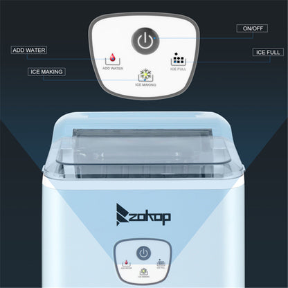 ZOKOP Ice Maker 26lbs/12kg/24h with Plastic Lid Blue