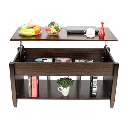 AMYOVE Modern Coffee Table Lift Top Wood for Home Living Room Brown