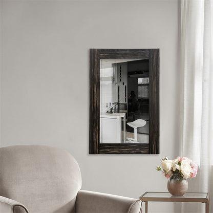 ALICIAN Rectangular Decorative Mirror Wood Glass Brown