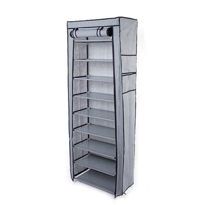 RONSHIN 9 Tiers Shoe Rack Closet Shoe Storage Cabinet Organizer GREY