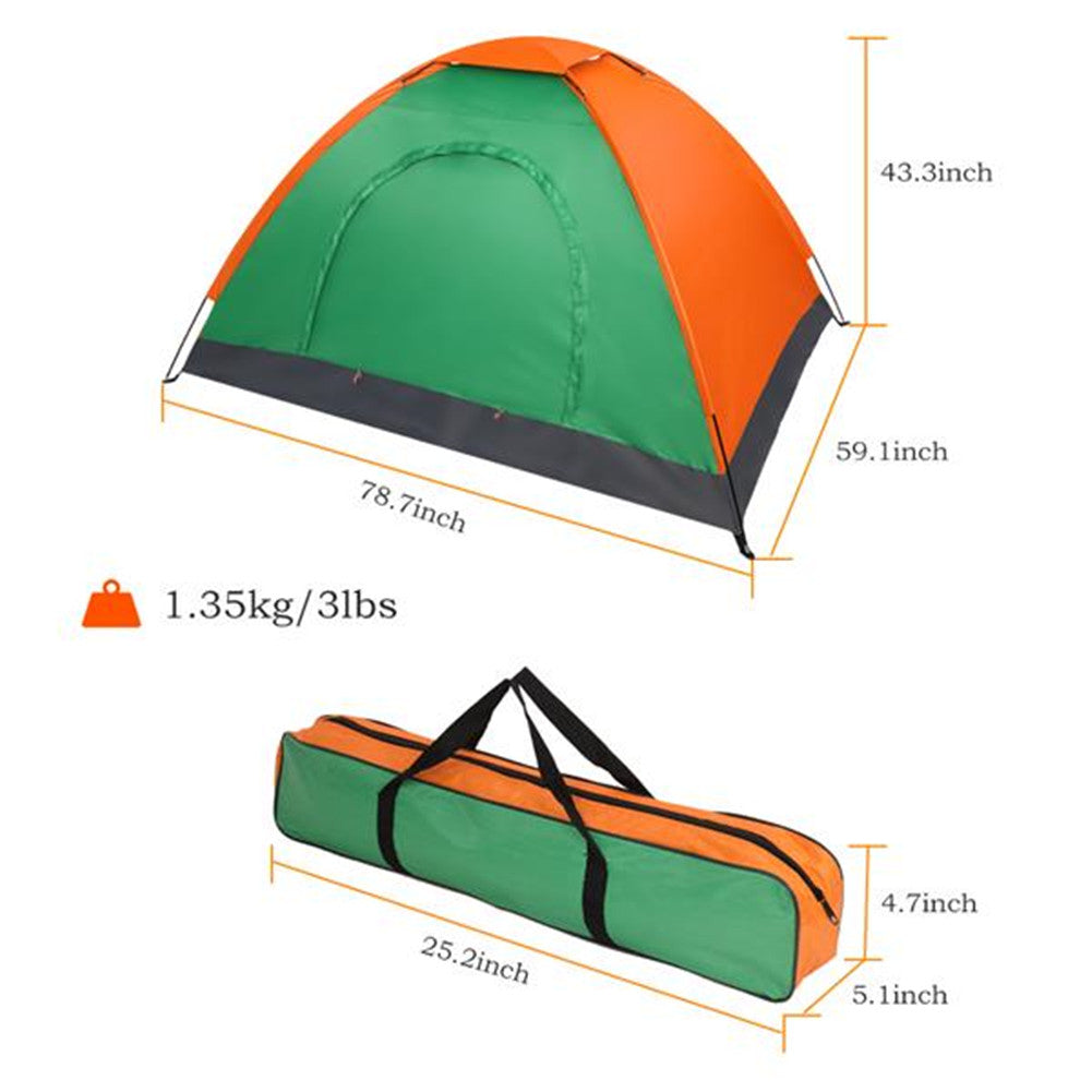 THBOXES 2 Person Tent Windproof Double Door Single Layer Camping Tent Green