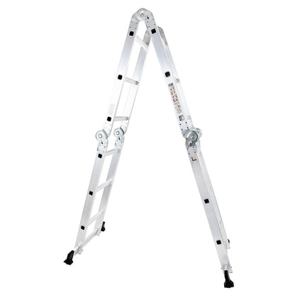 RONSHIN 4x3 12-Step Joints Aluminum Folding Ladder Ultra-Light Wear-Resistant Space-Saving