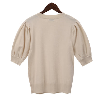 Women's Bubble Short Sleeve Sweater Top