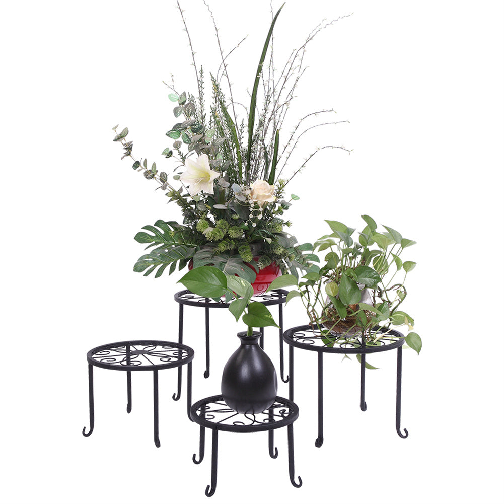 ALICIAN 4pcs Plant Stands Indoor Outdoor Strong Plant Shelves Black