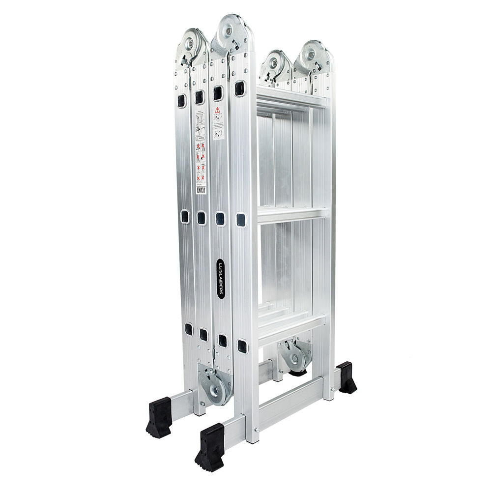 RONSHIN 4x3 12-Step Joints Aluminum Folding Ladder Ultra-Light Wear-Resistant Space-Saving