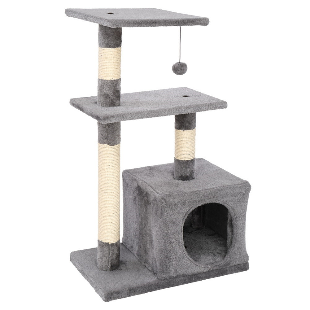 BEESCLOVER 32in Three-layer Cat Climbing Frame Pet Play Condo Grey