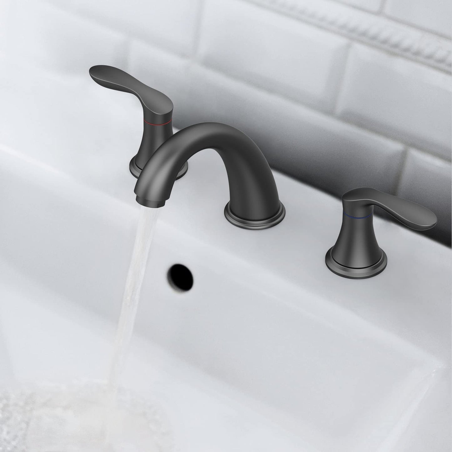 GARVEE Bathroom Sink Faucet Faucet for Bathroom Sink Widespread Matte Black Bathroom Faucet