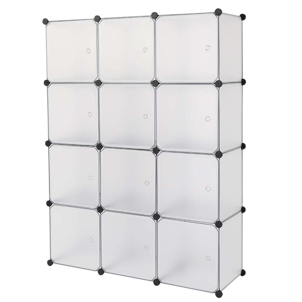 RONSHIN Storage Shelf 4 Layers 12-Cube 35x35x35 Cube Storage Cabinet with Door