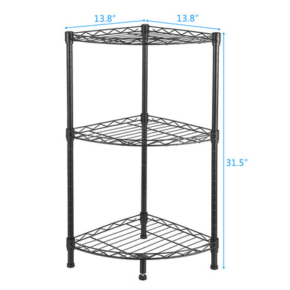 RONSHIN 3 Tier Corner Shelf Rustic Display Storage Shelves Black