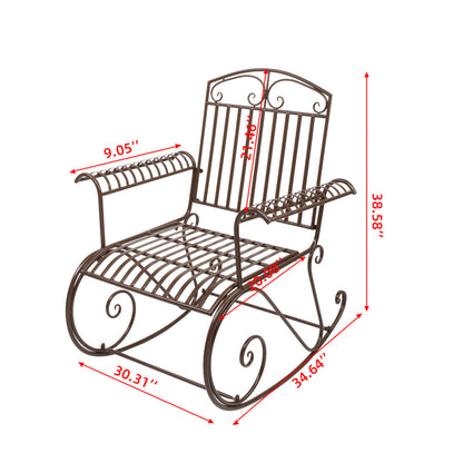 AMYOVE Iron Bent Armrest Single Rocking Chair Simple Classic Lightweight Chair