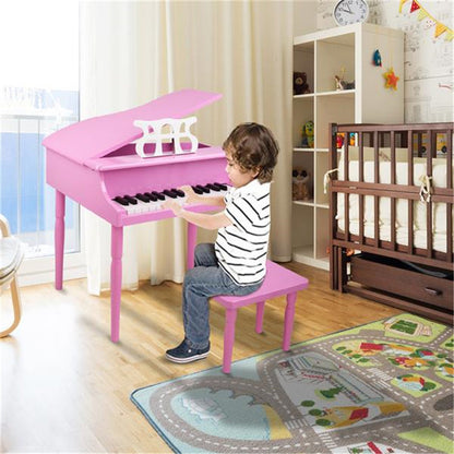 YIWA Children 30-key Wooden Piano With Music Stand 4 feet Piano Toys Pink