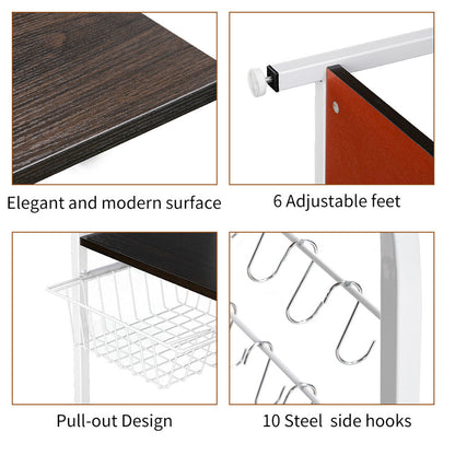 RONSHIN 4-layer Microwave Oven Rack Kitchen Organizer Dark Brown