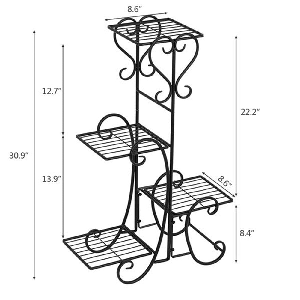 ALICIAN 4-Tier Metal Shelves Flower Pot Plant Stand Display for Garden