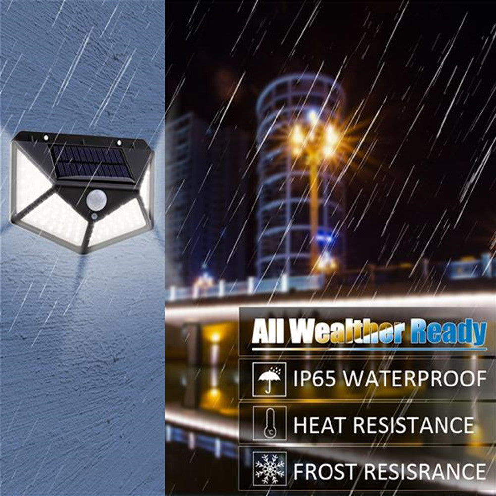 REDCOLOURFUL 100led Solar Wall Lights Waterproof Motion Sensor Light Black