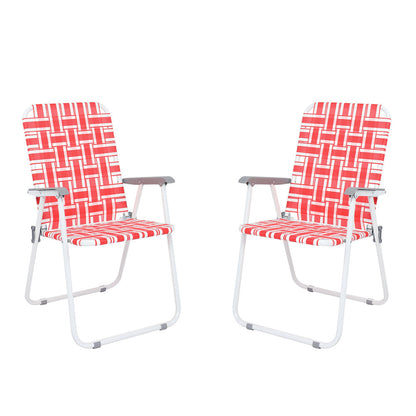 ALICIAN 2pcs Beach Chair Steel Tube Bearing 120kg Folding Beach Chair Red White Strips