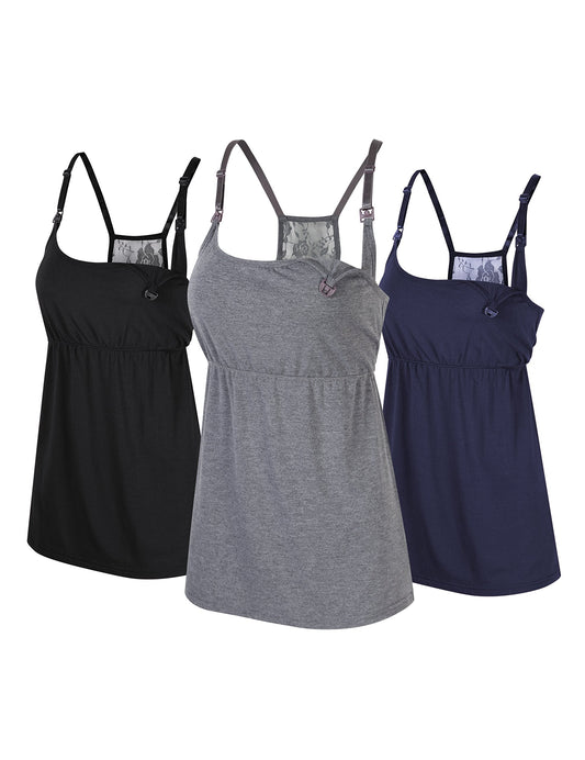 Maternity Dress 3Pack Nursing Tank Top,Breastfeeding and Nursing Undershirt,Nursing Camisole Top