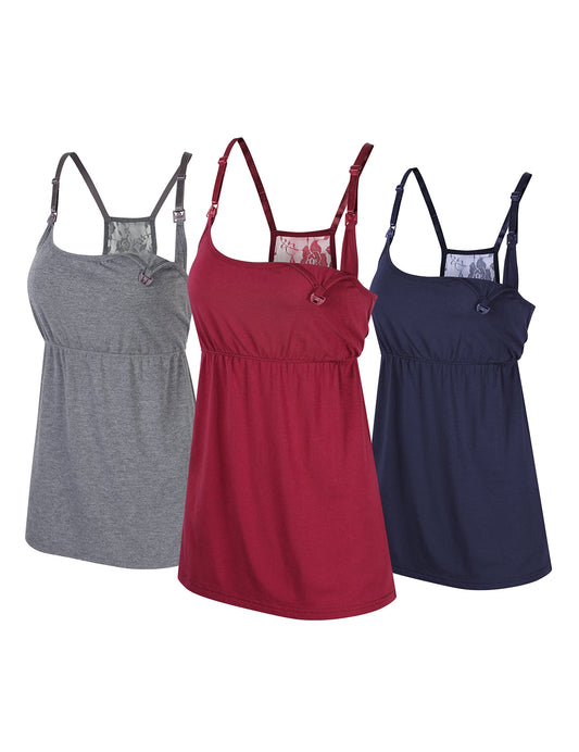 Maternity Dress 3Pack Nursing Tank Top,Breastfeeding and Nursing Undershirt,Nursing Camisole