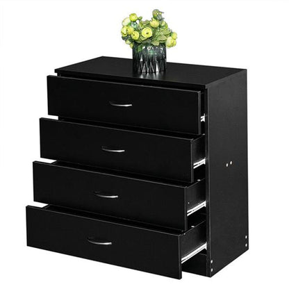 AMYOVE 4-Drawer Wooden Dresser Storage Cabinets with Handles Black