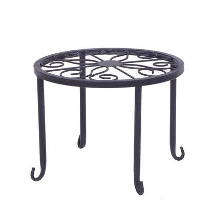 ALICIAN 4pcs/set Shelf Black Paint Round Pattern Plant Stand Household Organizer Black