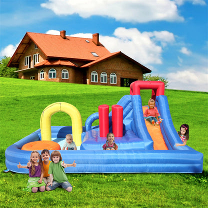 THBOXES Inflatable Castle Water Slide Bouncer Without Fan with Nozzle Arch 4.3x4x2.05m