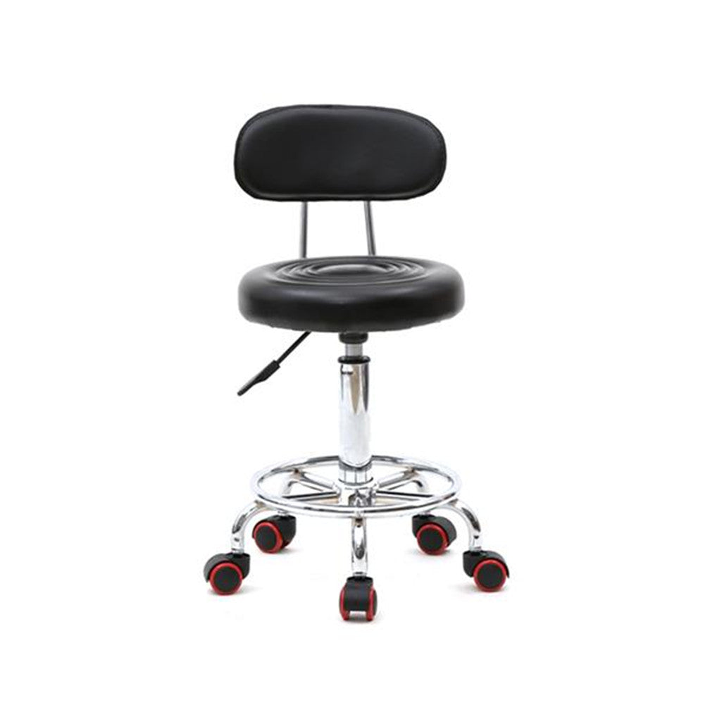 ALICIAN Rolling Swivel PU Leather Salon Stool Office Chair with Back Support Black