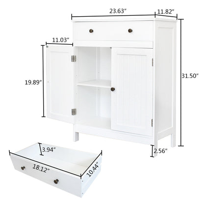 AMYOVE Mdf Bathroom Cabinet with 2 Door Drawer Space-Saving Storage Cabinet