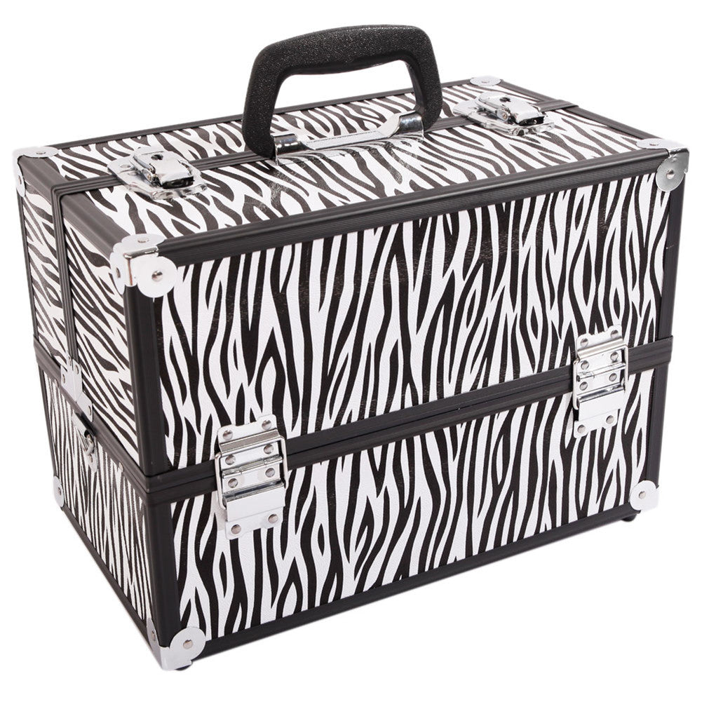 SHININGLOVE Portable Cosmetic Case White Zebra Pattern Makeup Jewelry Box