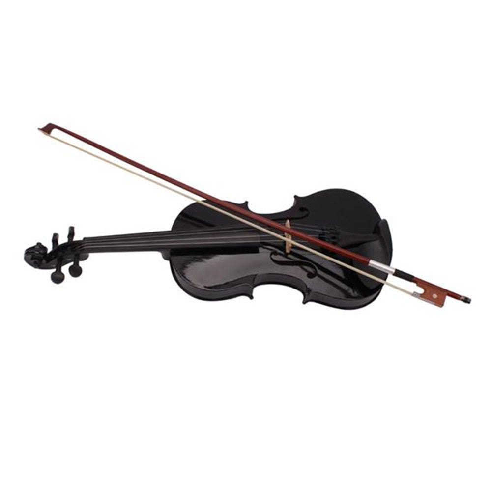 YIWA 1 Set Pine 4/4 Solid Wood Acoustic Violin Case Bow Rosin Black