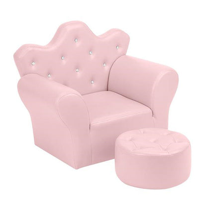 ALICIAN Children Sofa Solid Wood Composite Board Crown-Shape Single Sofa Pink