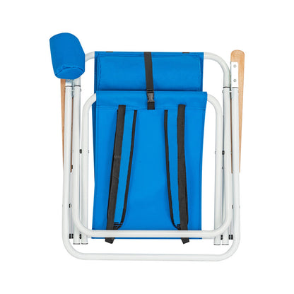 ALICIAN Portable Beach Chair with Adjustable Headrest Single Beach Chair Blue